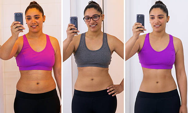 Shot of a woman before and after her diet