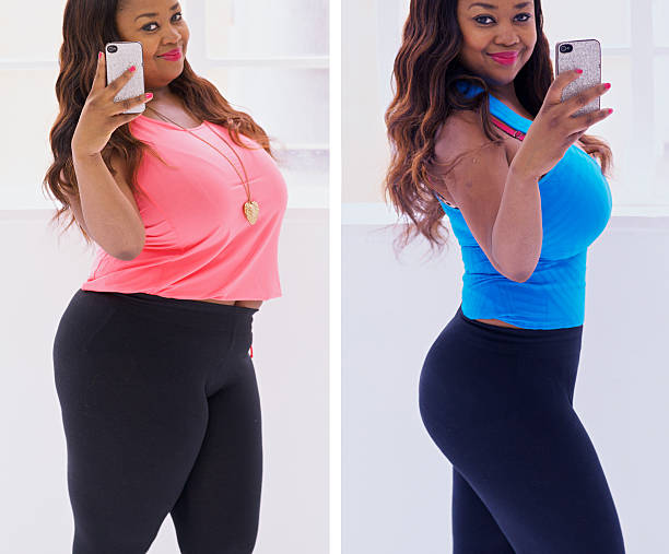 Shot of a woman before and after her diet